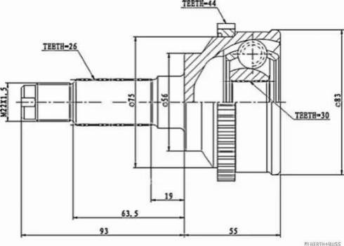 Herth+Buss Jakoparts J2823116 - Шарнирный комплект, ШРУС, приводной вал autospares.lv