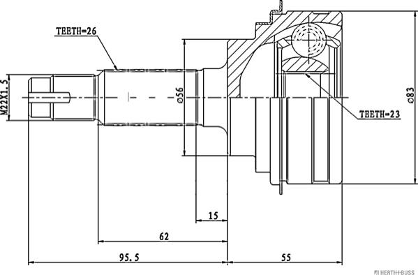 Herth+Buss Jakoparts J2822000 - Шарнирный комплект, ШРУС, приводной вал autospares.lv