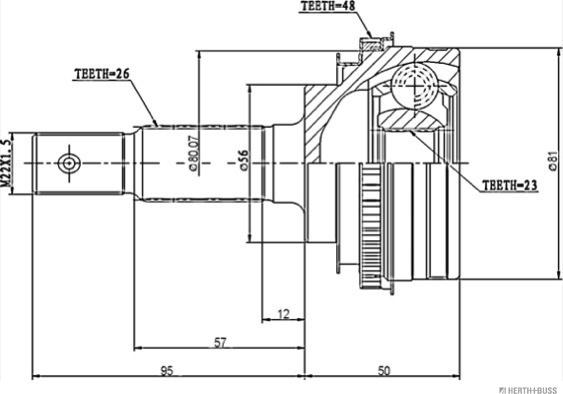 Herth+Buss Jakoparts J2822105 - Шарнирный комплект, ШРУС, приводной вал autospares.lv