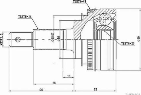 Herth+Buss Jakoparts J2822119 - Шарнирный комплект, ШРУС, приводной вал autospares.lv