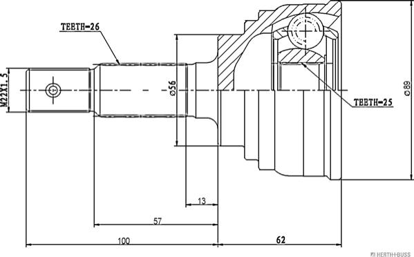 Herth+Buss Jakoparts J2822114 - Шарнирный комплект, ШРУС, приводной вал autospares.lv