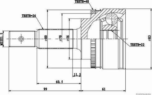 Herth+Buss Jakoparts J2822138 - Шарнирный комплект, ШРУС, приводной вал autospares.lv