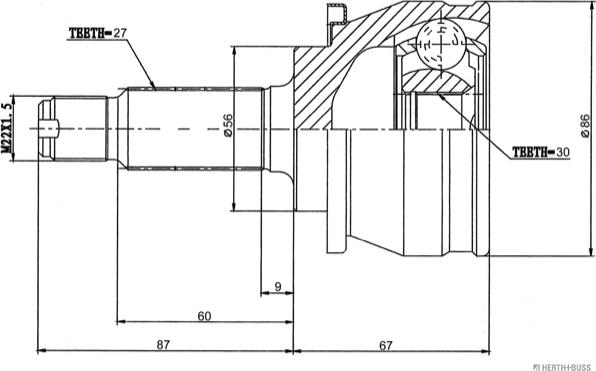 Herth+Buss Jakoparts J2827014 - Шарнирный комплект, ШРУС, приводной вал autospares.lv