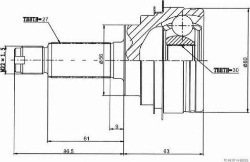 Herth+Buss Jakoparts J2827023 - Шарнирный комплект, ШРУС, приводной вал autospares.lv