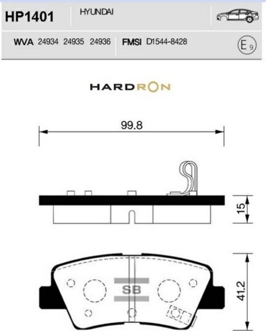 Hi-Q HP1401 - Тормозные колодки, дисковые, комплект autospares.lv