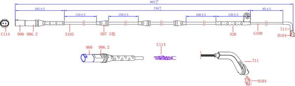 Hi-Q SWS1619 - Сигнализатор, износ тормозных колодок autospares.lv