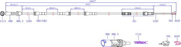 Hi-Q SWS1622 - Сигнализатор, износ тормозных колодок autospares.lv