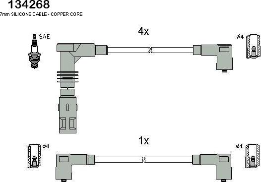 Hitachi 134268 - Комплект проводов зажигания autospares.lv