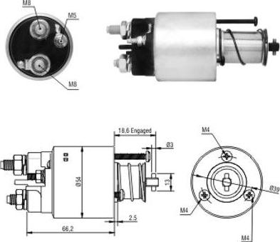 Hoffer 46054 - Тяговое реле, соленоид, стартер autospares.lv