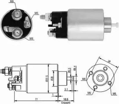 Hoffer 6646058 - Тяговое реле, соленоид, стартер autospares.lv