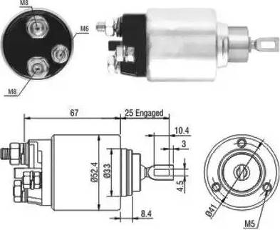 Hoffer 6646151 - Тяговое реле, соленоид, стартер autospares.lv