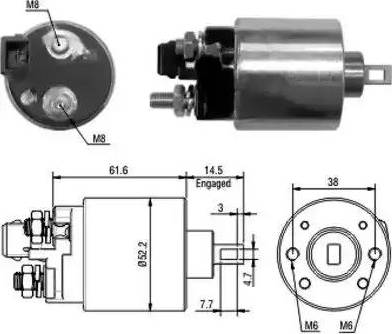 Hoffer 6646123 - Тяговое реле, соленоид, стартер autospares.lv