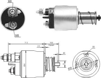 Hoffer 6646311 - Тяговое реле, соленоид, стартер autospares.lv