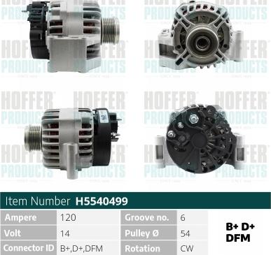 Hoffer H5540499 - Генератор autospares.lv