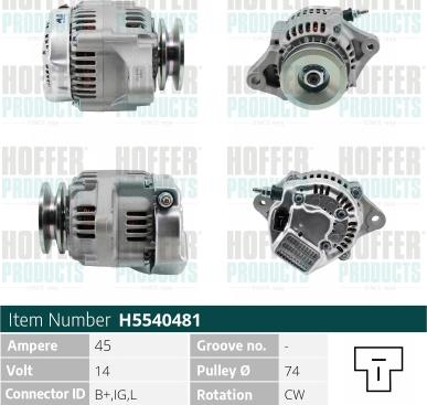 Hoffer H5540481 - Генератор autospares.lv