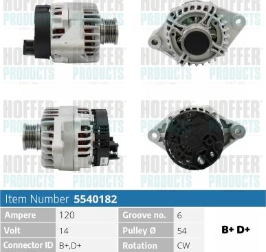 Hoffer H5540182 - Генератор autospares.lv