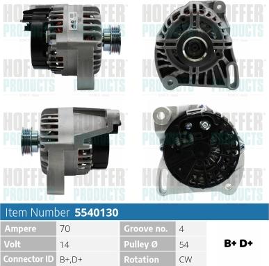 Hoffer H5540130 - Генератор autospares.lv