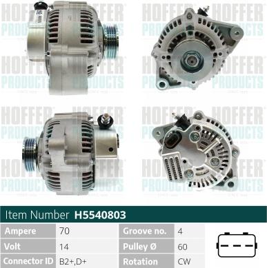 Hoffer H5540803 - Генератор autospares.lv