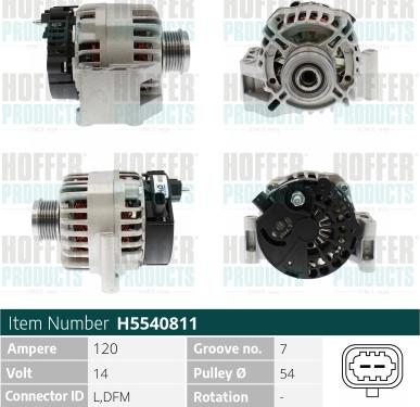 Hoffer H5540811 - Генератор autospares.lv