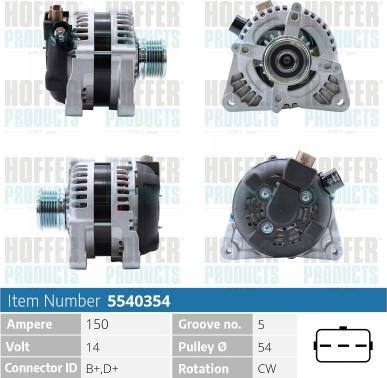 Hoffer H5540354 - Генератор autospares.lv