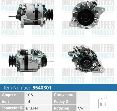 Hoffer H5540301 - Генератор autospares.lv