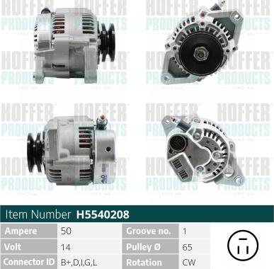 Hoffer H5540208 - Генератор autospares.lv