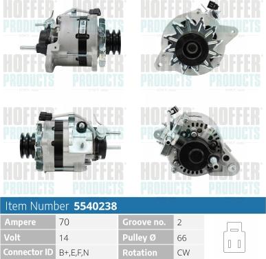 Hoffer H5540238 - Генератор autospares.lv