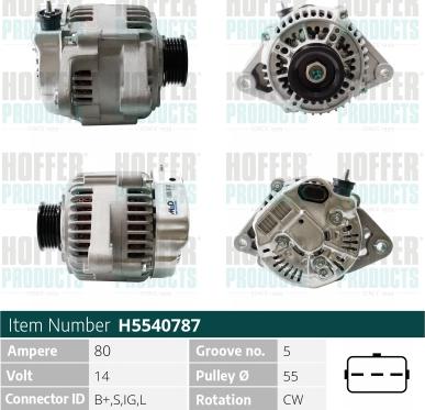 Hoffer H5540787 - Генератор autospares.lv