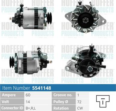 Hoffer H5541148 - Генератор autospares.lv