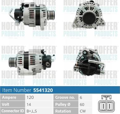 Hoffer H5541320 - Генератор autospares.lv