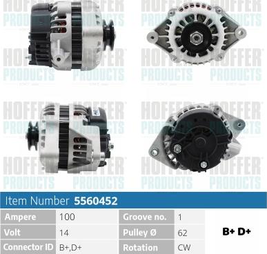 Hoffer H5560452 - Генератор autospares.lv