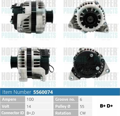 Hoffer H5560074 - Генератор autospares.lv