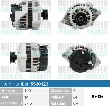 Hoffer H5560122 - Генератор autospares.lv