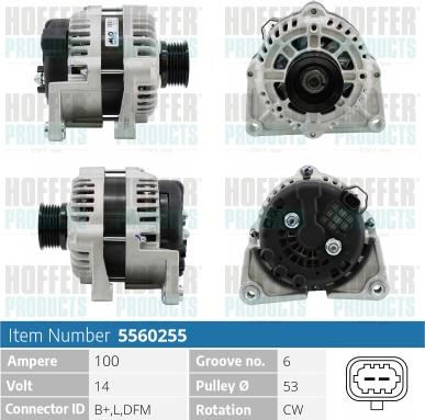 Hoffer H5560255 - Генератор autospares.lv