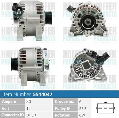 Hoffer H5514047 - Генератор autospares.lv