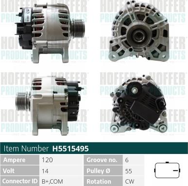 Hoffer H5515495 - Генератор autospares.lv