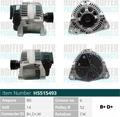 Hoffer H5515493 - Генератор autospares.lv