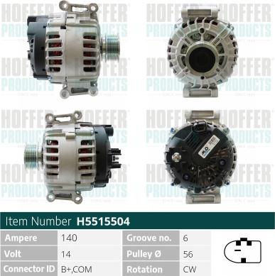 Hoffer H5515504 - Генератор autospares.lv