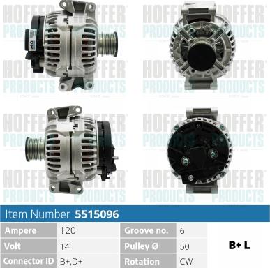 Hoffer H5515096 - Генератор autospares.lv