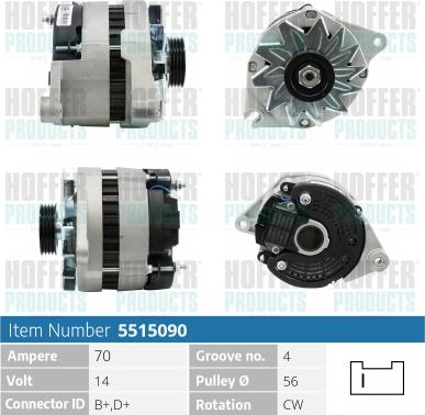 Hoffer H5515090 - Генератор autospares.lv