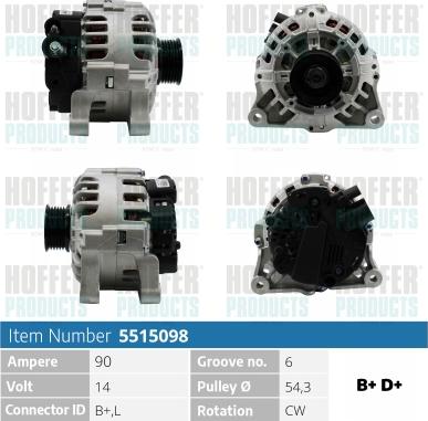 Hoffer H5515098 - Генератор autospares.lv