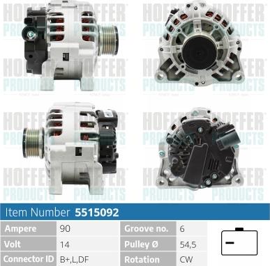 Hoffer H5515092 - Генератор autospares.lv