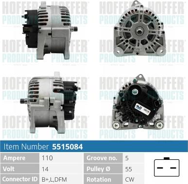 Hoffer H5515084 - Генератор autospares.lv