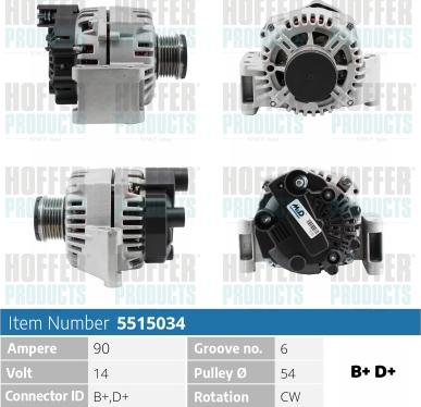 Hoffer H5515034 - Генератор autospares.lv