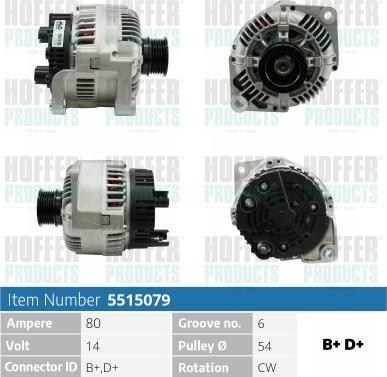 Hoffer H5515079 - Генератор autospares.lv