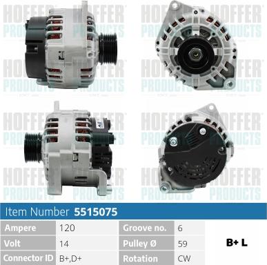 Hoffer H5515075 - Генератор autospares.lv