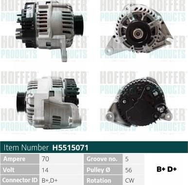 Hoffer H5515071 - Генератор autospares.lv