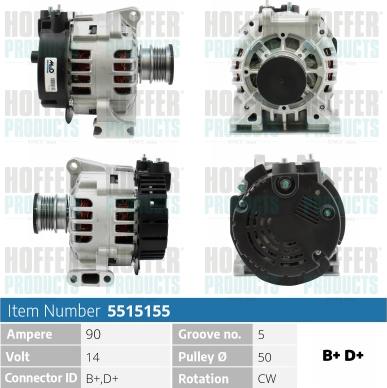 Hoffer H5515155 - Генератор autospares.lv