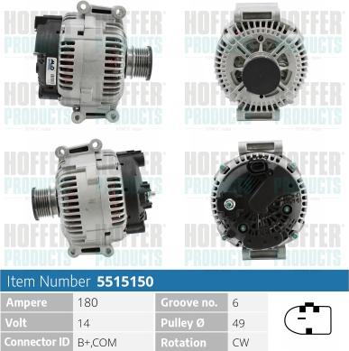 Hoffer H5515150 - Генератор autospares.lv