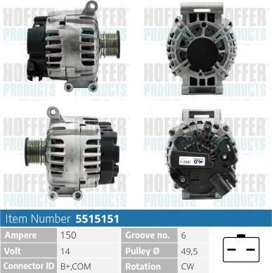 Hoffer H5515151 - Генератор autospares.lv